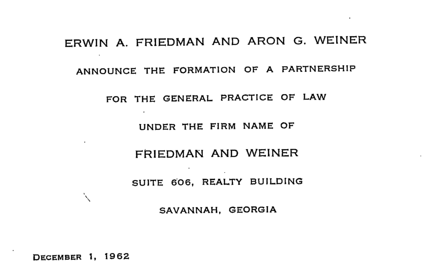 Friedman Weiner Announcement